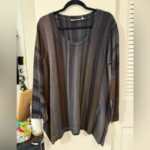 Soft Surroundings Striped Multicolor Women's Handkerchief Hem Tunic